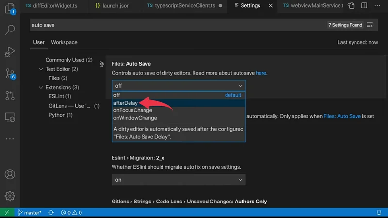 Red Arrow pointing towards afterdelay in visual studio code