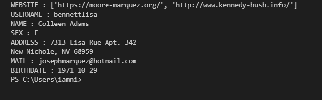 Python program to generate fake data